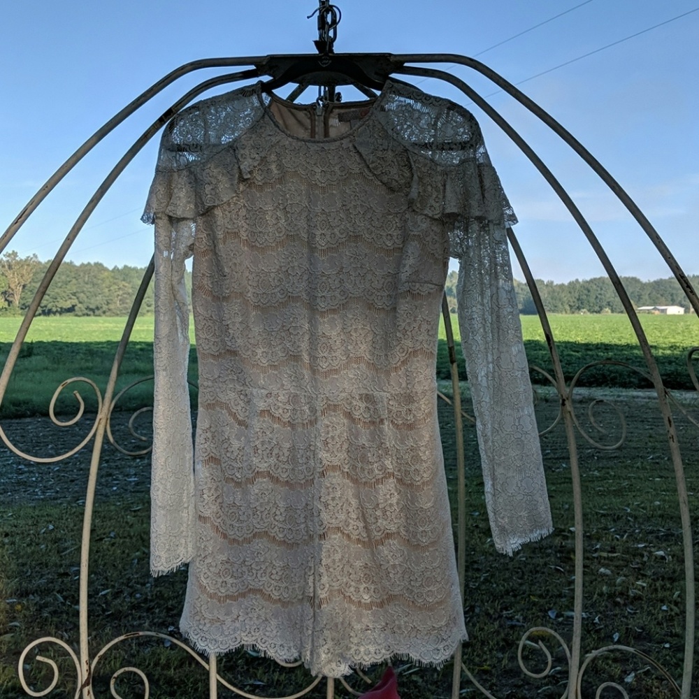 Fully lined lace Romper used for bridal shower**